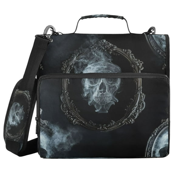 Water-Resistant 3-Ring Binder Organizer with Multiple Pockets Zipper Binder Bag for Office A Skull