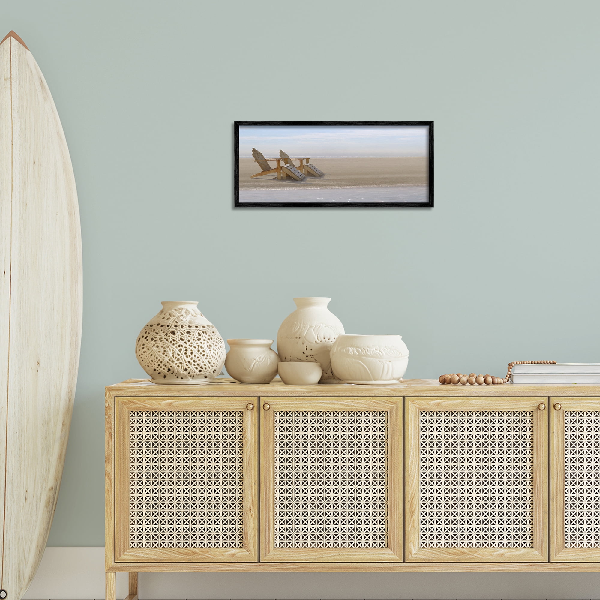 Stupell Industries Endless Beach Scene Landscape Photography Black Framed Art Print Wall Art, 24 x 10