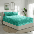 thumbnail image 4 of Teddy Fleece Fitted Sheet Full - 1 Deep Pocket Furry Green Fleece Fitted Sheet and 2 Piece Pillowcases, 4 of 6