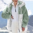thumbnail image 3 of Tiqkatyck Winter Jackets for Women, Women's Fashion Casual Patchwork Hooded Zipper Plush Jacket with Pocket Fleece Jacket Women, Winter Coats for Women Mint Green XXXXXL, 3 of 5