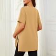thumbnail image 2 of T Shirts for Women Helii Casual Plus Size Breathable Soft Short Sleeve Crewneck T Shirts Loose Fit Split Side Shirts Maternity Pregnancy Tops (Yellow S), 2 of 4