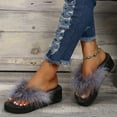thumbnail image 6 of Quaouag Fuzzy House Shoes with Arch Support Orthotic Heel Cup Sandals Slippers for Women, 6 of 7