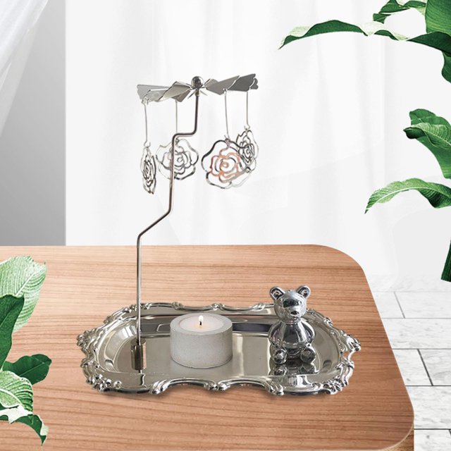Christmas Rotating Candle Holder Retro for Wedding Party Dinner Thanksgiving