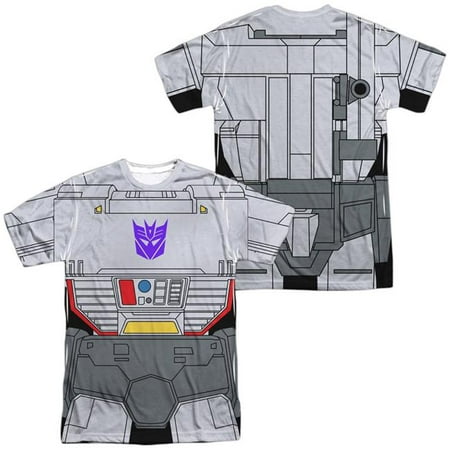 Trevco Sportswear HBRO132FB-ATPP-3 Transformers & Megatron Costume Front & Back Print - Short Sleeve Adult Poly Crew T-Shirt, White -