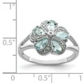 thumbnail image 2 of Primal Silver Sterling Silver Rhodium Aquamarine Diamond Ring, 2 of 4