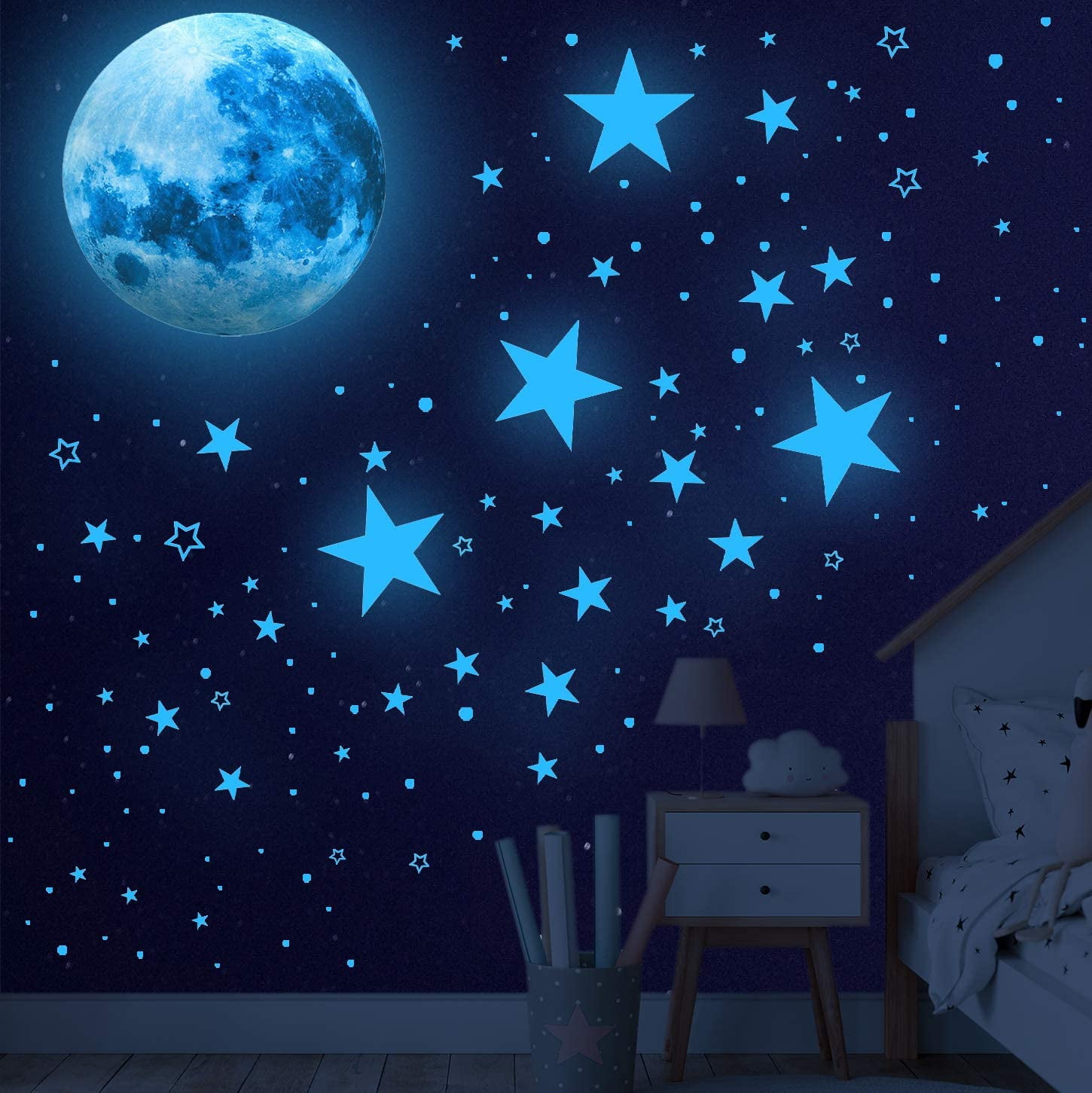 Bulk-buy Glow in The Dark Stars for Ceiling, Glow in The Dark Stars and  Moon Wall Decals price comparison