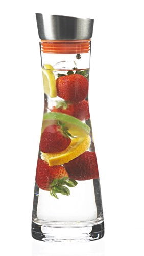 GROSCHE RIO Glass Infusion Water Pitcher and Sangria Maker Carafe with Stainless Steel Smart Filter Lid, 32 oz