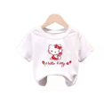 thumbnail image 2 of Hello Kitty, novedad de verano, ropa para niños, Camiseta con estampado de dibujos animados para niña, camiseta de algodón transpirable de media manga para bebé, camiseta de manga corta, 2 of 5
