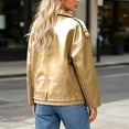 thumbnail image 6 of XUNKUSGA Faux Leather Jackets for Women Fashion Lapel Long Sleeve Zipper Up Moto Jacket Women with Buckle Belted Vintage Bike Motorcycle Coat Streetwear Gold 4XL, 6 of 7