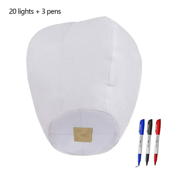 Wishing Lanterns Sky Paper Flying Linternas Chinas 10/20/30 Blanco