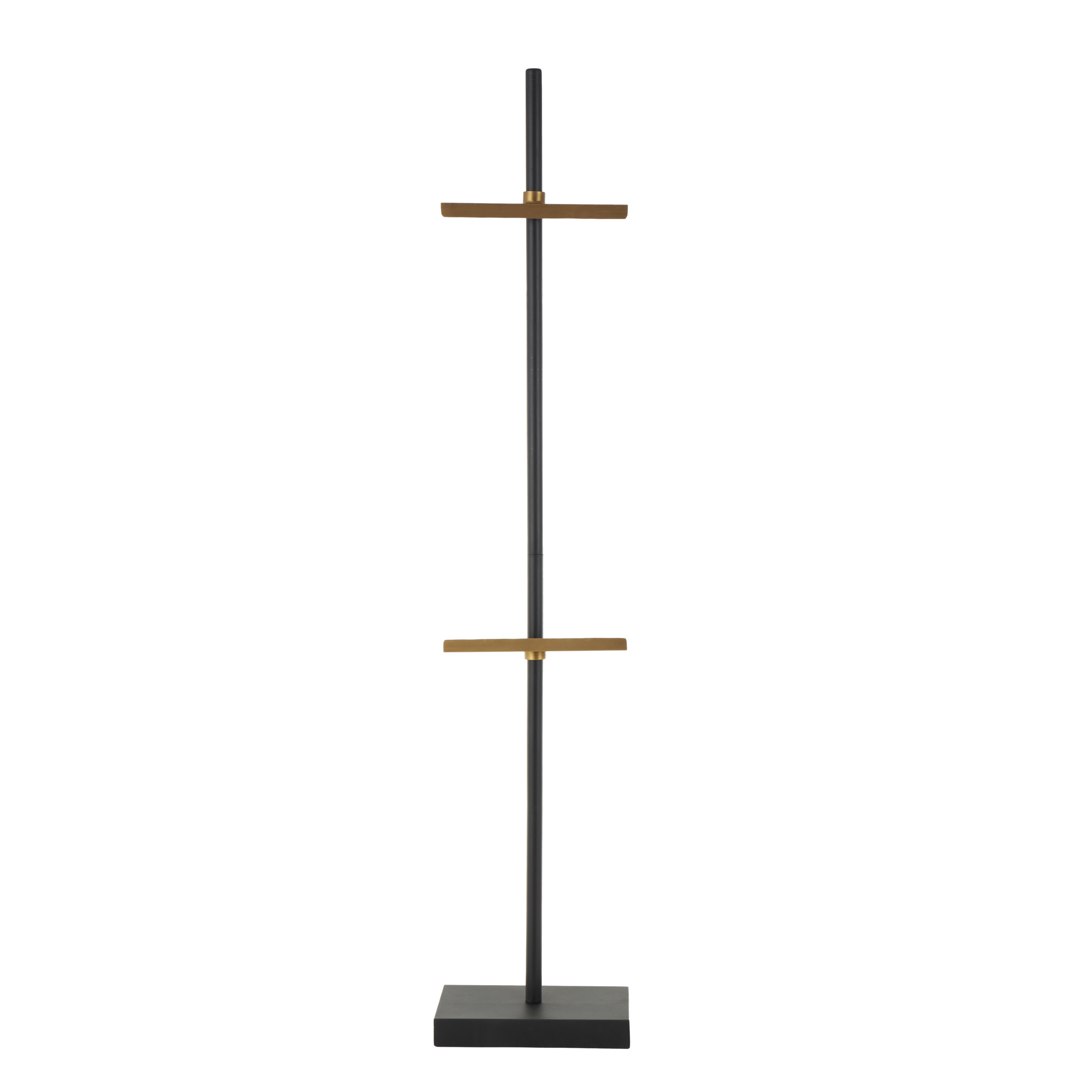 DecMode 13" x 65" Black Metal Tall Floor 2 Hook Easel with Gold Accents, 1-Piece