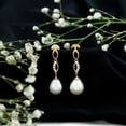 thumbnail image 3 of Rosec Jewels Freshwater Pearl Drop Dangle Earrings for Women (AAA Quality) - Pearl Diamond Earrings - Ready to Gift, 14K Yellow Gold, 3 of 8