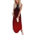 thumbnail image 2 of GYUJNB Robes Maxi d'Été à Bretelles pour Femmes, Aguichant, Col Croisé, Ample, Unie, Longues, Vin, 2 of 5