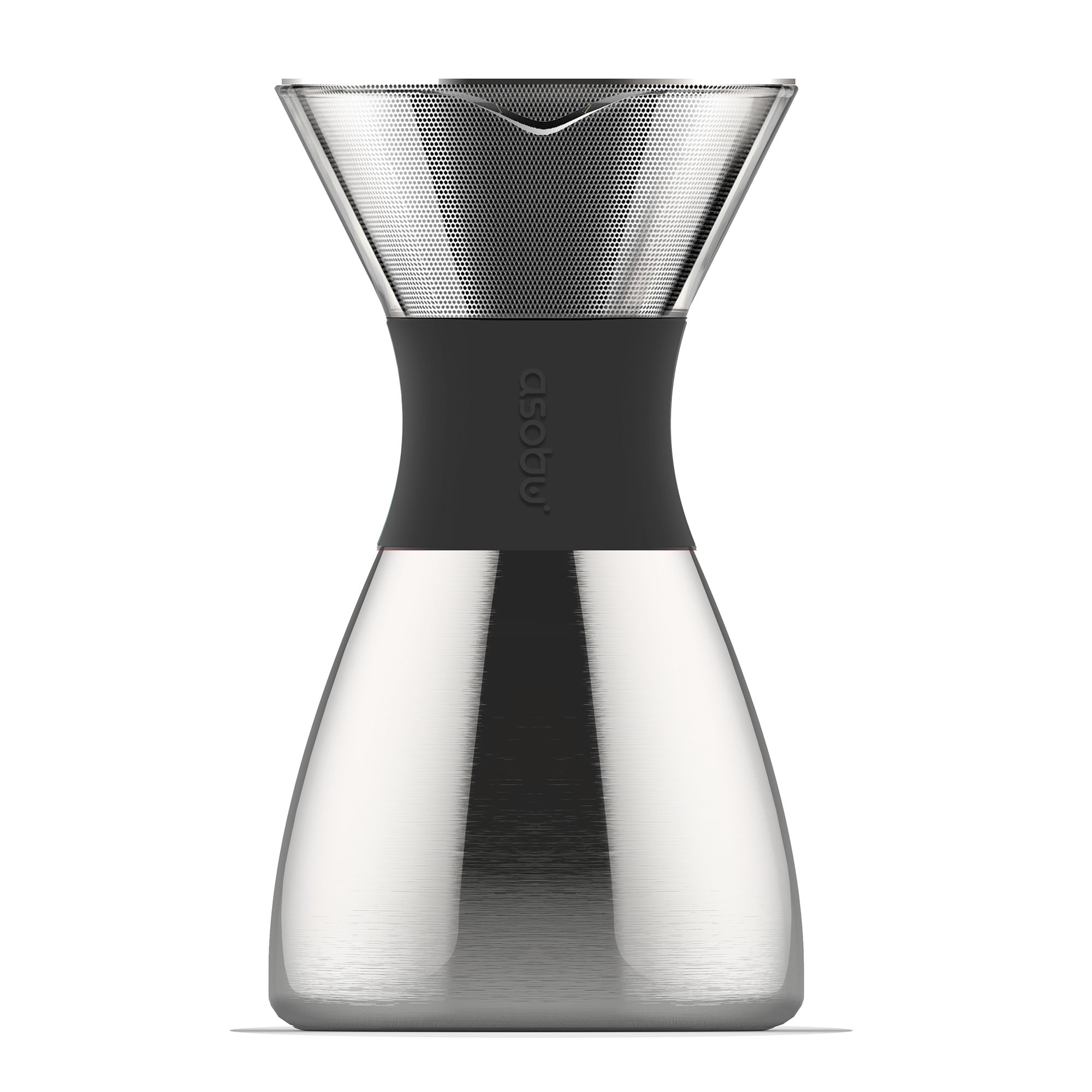 Asobu Insulated Pour Over Coffee Maker (32 oz.) Double-Wall Vacuum, Stainless-Steel Filter and Take on the Go Carafe (Silver)