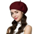 thumbnail image 2 of Women Solid Wool Beret French Artist Warm Beanie Hat Elegant Solid Beret Hat, 2 of 6