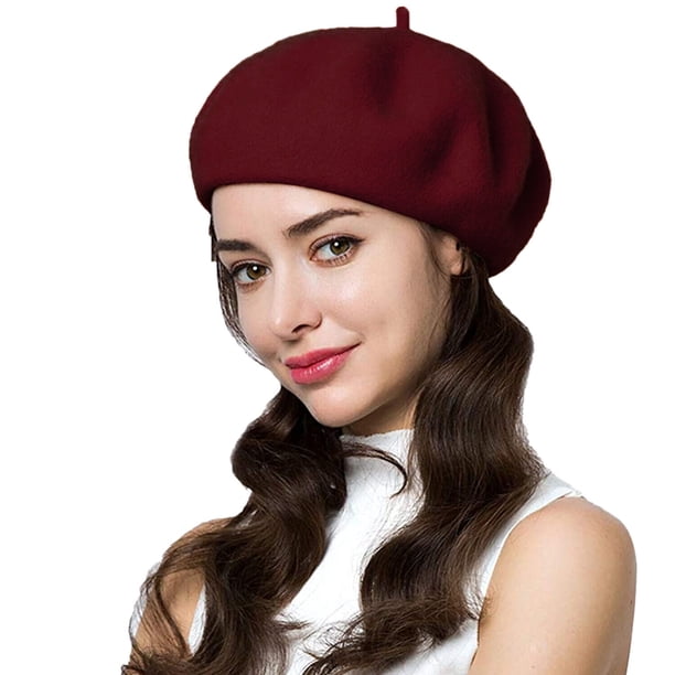 Women Wool Beret Hat French Style Solid Color - Walmart 