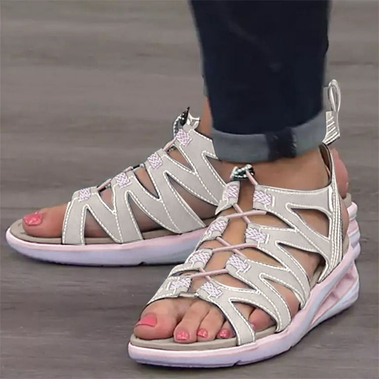 adviicd Sandalias Para Mujer Elegantes Women s Comfortable Walking Sandals Air Cushion Sport Slingback Elastic Band Wedge Shoes