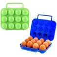 thumbnail image 1 of Caja de huevos portátil, 2 piezas Caja de huevos de plástico portátil 12 rejillas Caja de almacenamiento Contenedor Bandeja de huevos Caja de huevos plegable para acampar al aire libre (azul, verde) JM, 1 of 5