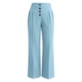 thumbnail image 4 of LEAVINGSUO Business Casual Pants for Women Solid Color Work Commuting Versatile Suit Pants With Pockets Blue XXL, 4 of 6