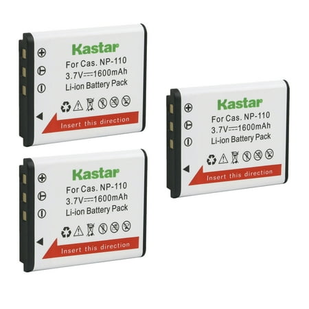 Image of Kastar 3-Pack Battery Replacement for Casio NP-110 NP-160 Battery Casio Exilim EX-FC200S Exilim EX-Z2000 Exilim EX-Z2200 Exilim EX-Z2300 Exilim EX-Z3000 Exilim EX-ZR10 Exilim EX-ZR15 Camera