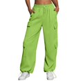 thumbnail image 2 of Women's Fashion Sport Solid Color Casual Sweatpants with Pockets - Long Pants for Everyday Wear and Winter Season,Fluorescent Green,3XL, 2 of 7