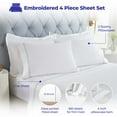 thumbnail image 2 of BNM Two-Line Embroidered Cotton Bed Sheet Set, Twin, White/Silver, 2 of 8
