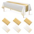 thumbnail image 1 of 3Pcs White and Light Blue Tablecloth Party Decorations,Plastic White Table Cloth Printed Baby Blue Table Runner Disposable Rectangle Table Cover for Birthday Baby Shower Wedding Party,54 x108 Inch, 1 of 5