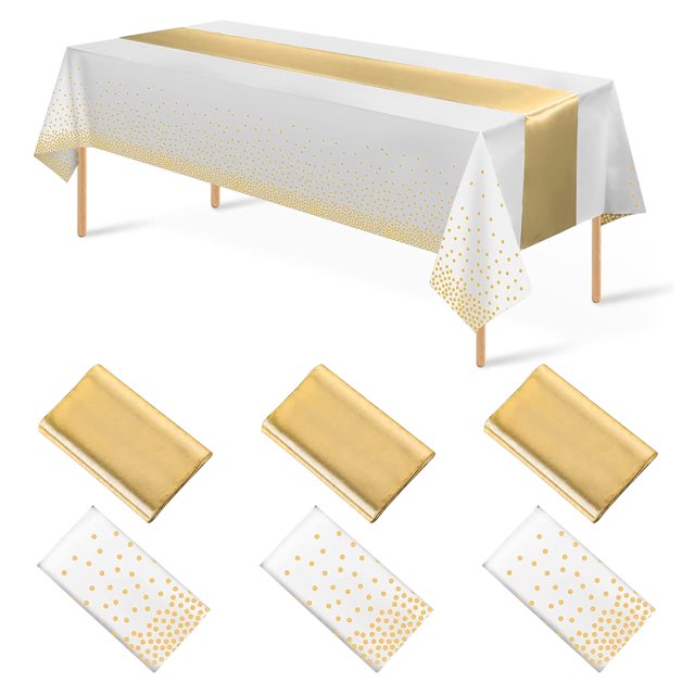 3Pcs White and Light Blue Tablecloth Party Decorations,Plastic White Table Cloth Printed Baby Blue Table Runner Disposable Rectangle Table Cover for Birthday Baby Shower Wedding Party,54 x108 Inch