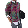 thumbnail image 1 of Chandail Tricoté Tendance pour Femmes, Col Rond Décontracté, Manches Longues, Imprimé Floral, Chandail-Over, chandail en Molleton, 1 of 2