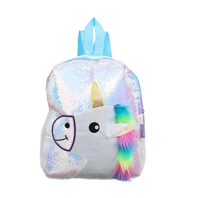 Mochila de lentejuelas para niños, mochila escolar con parte trasera de felpa