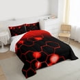thumbnail image 3 of Homewish Geometric Honeycomb 3 Pieces Queen Comforter Set for Teens Boys Girls,Abstract Gradient Hexagon Ultra Soft Bedding Sets,Black Red Bedding Comforter Set Breathable,Lightweight Room Decor, 3 of 8