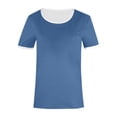 thumbnail image 2 of Krdevn Women Contrast Crew Neck Short Sleeve T Shirts Classic Ringer Basic Casual Tops,Blue, 2 of 4