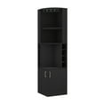 thumbnail image 3 of Corner Bar Cabinet with Double Doors & Wine Rack, Black Home Bar Storage Cabinet with Glass Shelf, 8-Bottle Built-In Wine Rack for Kitchen, Dining Room, Or Living Room, 3 of 7