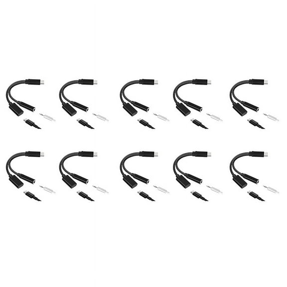 10X Type C to 3.5mm Charge Audio Adapter 2 in 1 USB C Splitter Headphone AUX Audio Cable for Smartphone Splitter