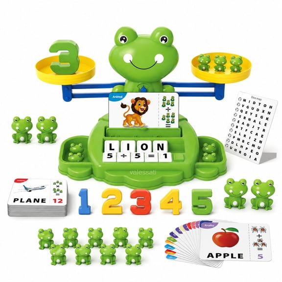Valessati Frog Balance Math Game, STEM Counting Scale Toy for Grade School Kids Ages 6 