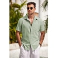thumbnail image 4 of COOFANDY Mens Short Sleeve Button Down Shirts Casual Cotton Beach Summer Linen Textured Shirts?, 4 of 6