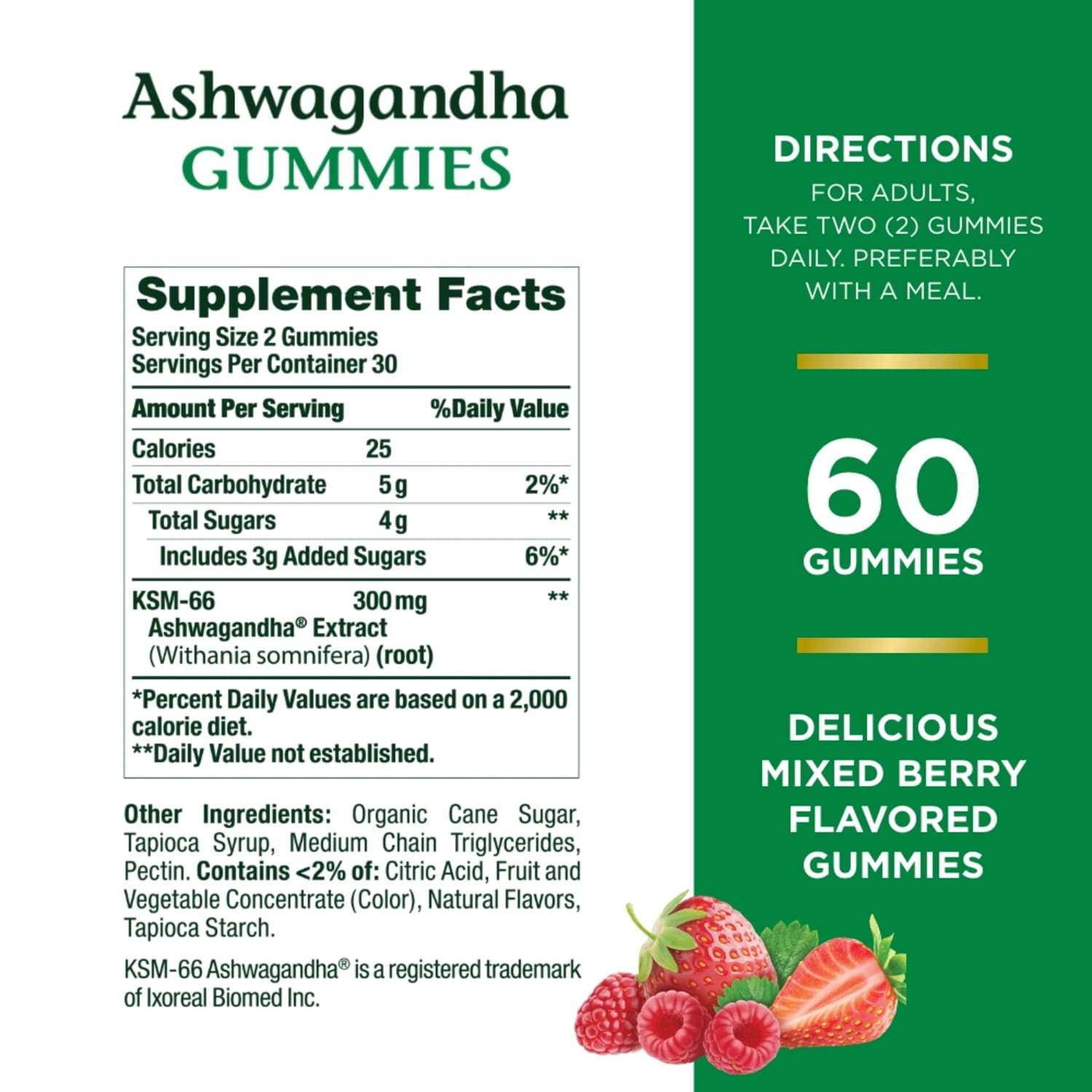 (3 pack) Nature’s Bounty Ashwagandha Gummies for Stress Support, KSM-66 300mg, Mixed Berry, 60 Gummies