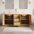 thumbnail image 6 of ANGELES HOME 72 Inch Oak Soild Wood Bathroom Vanity with Double Undermount Sinks, 3 Dovetail-constructed Drawers and 4 Soft-close Doors, 6 of 10