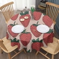 thumbnail image 3 of Red Strawberry Plants Fruit Beige Pattern Round Tablecloth 60"x60",Wrinkle Wipeable Table Cloth for Kitchen Dining Room Picnic Patio Party, 3 of 6