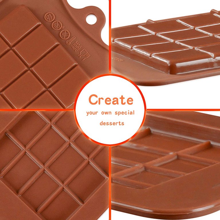 4 PCS Chocolate Moulds with 100 Gold Foil Wrappers, FineGood Non-stick  Chocolate Bar Moulds Chocolate Bar Maker Break-Apart Silicone Chocolate  Moulds