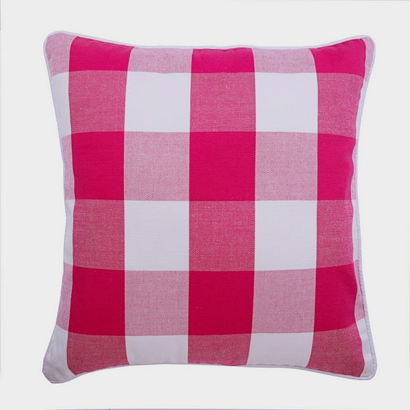 Toss Pillow Cover, Pink Decorative Toss Pillows 16x16 inch (40x40 cm), Cotton Couch Throw Pillow Covers, Plaid, Contemporary Pillow Covers - Pink Plaid