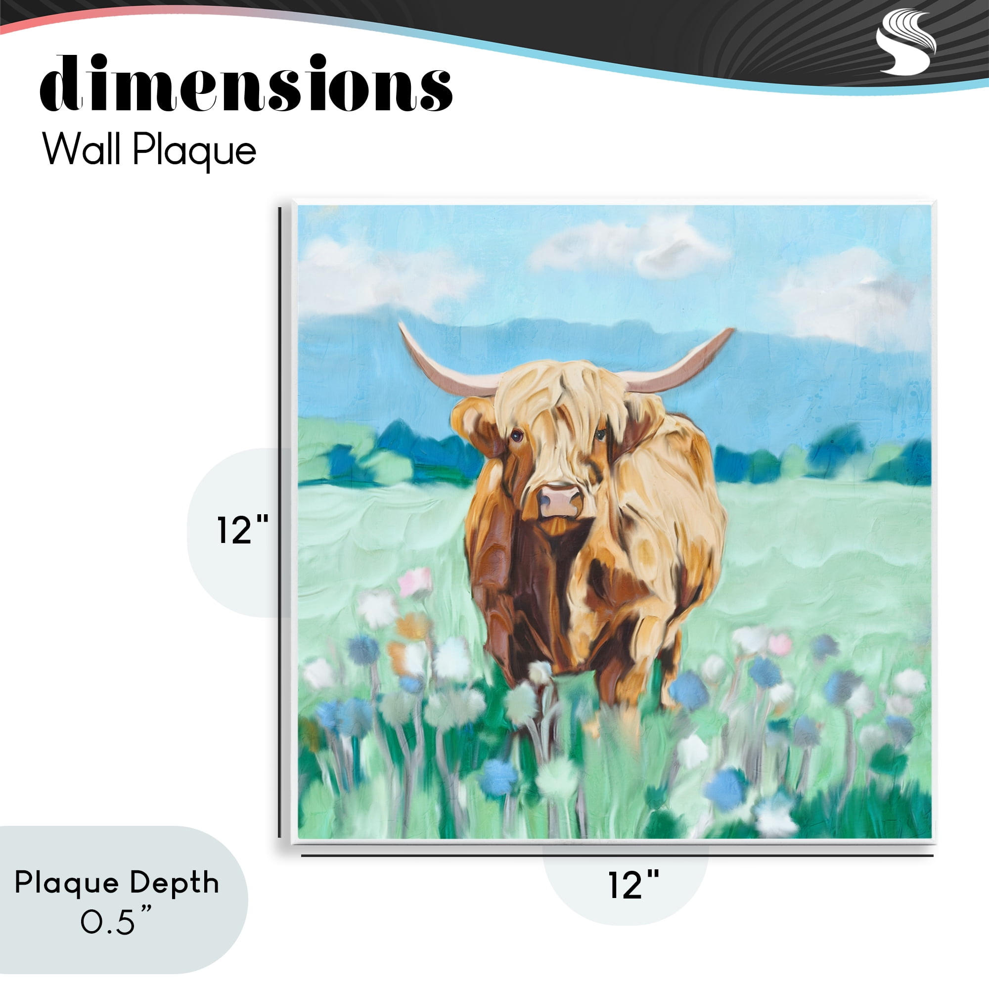 Stupell Industries Blue Sky Highland Wall Plaque Art, design by Kim Allen