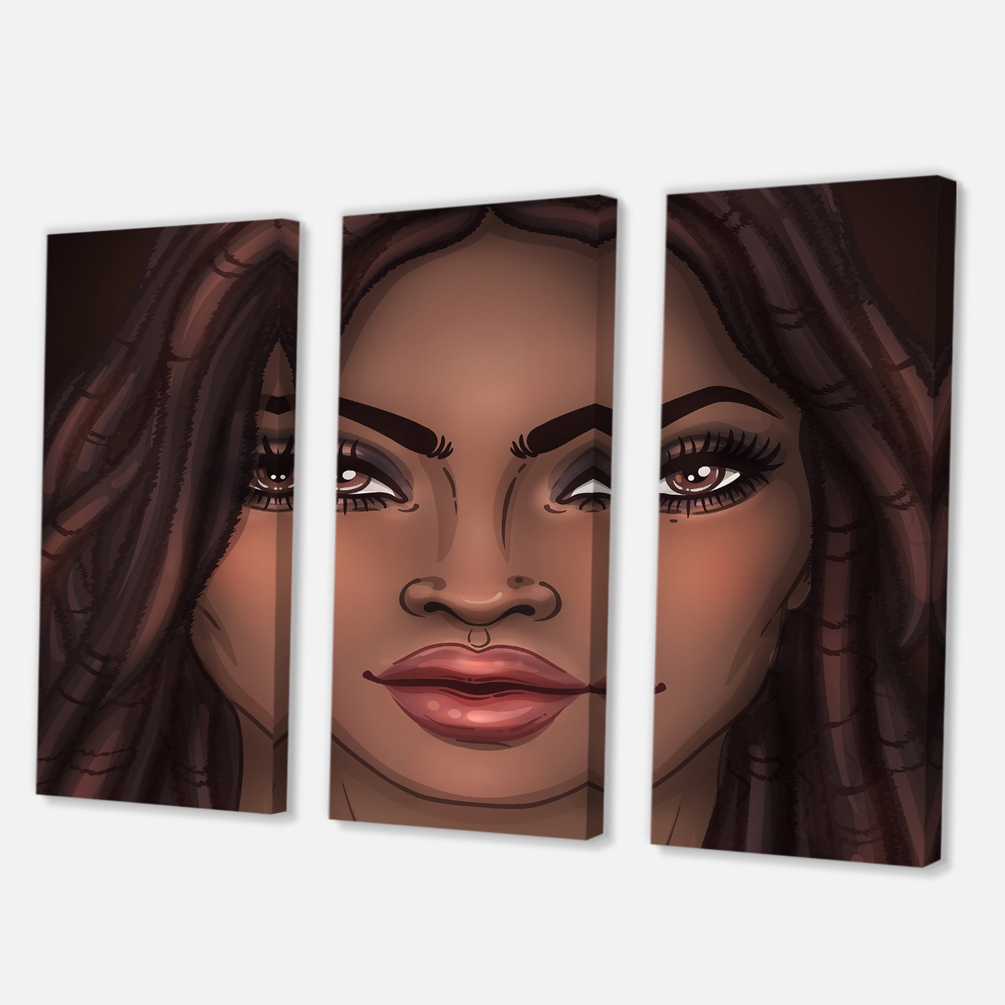 Designart ' Portrait of Afro American Woman I ' Modern Canvas Wall Art Print