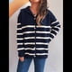 thumbnail image 4 of Suéteres de Larga con Bloques de Color para Mujer, Blusas A Rayas, Cárdigan de Punto con Botones y Abertura Frontal, Abrigos y Chaquetas. Azul Marino M, 4 of 10