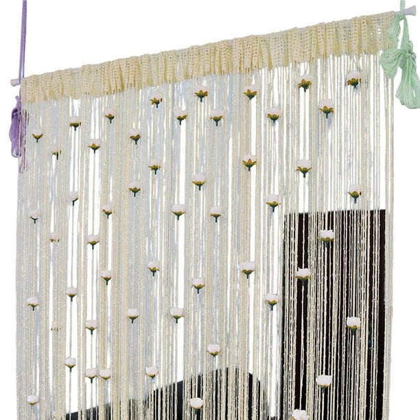 Bewildely Transforme su espacio con una cortina de hilo con rosas. Mosquiteras para puertas que mantienen alejadas a las moscas. Cortina Decoración del hogar mi 1x2 m