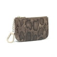 thumbnail image 5 of Daisy Rose Luxury Coin Purse Change Wallet Pouch for Women - PU Vegan Leather Card Holder with Oversized Metal Keychain and Clasp - Brown Snake, 5 of 6