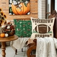 thumbnail image 5 of Football Pillow Covers 18x18 Set of 4,Fall Linen Pillow Covers for Couch Bed Livingroom Vintage Football Room Decor for Boys Girls Sports Fans Party Decorations Rugby Gifts, 5 of 6