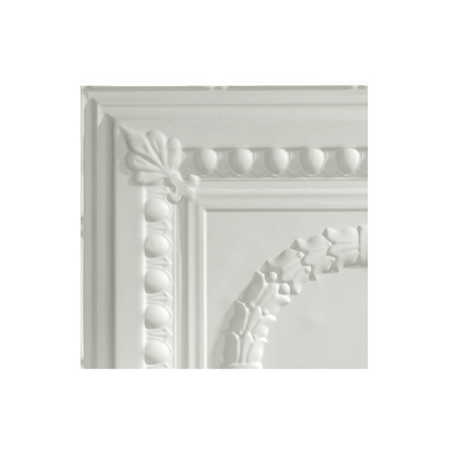 Fasade Easy Installation Rosette Matte White Glue Up Ceiling Tile/ Ceiling Panel (12" X 12" Sample)
