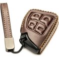 thumbnail image 2 of Vitodeco Genuine Leather Smart Key Fob Case Compatible with GMC Canyon, Sierra, Yukon, Acadia, Terrain (2021 - 2026 Models) - 4 Buttons, Brown, 2 of 5