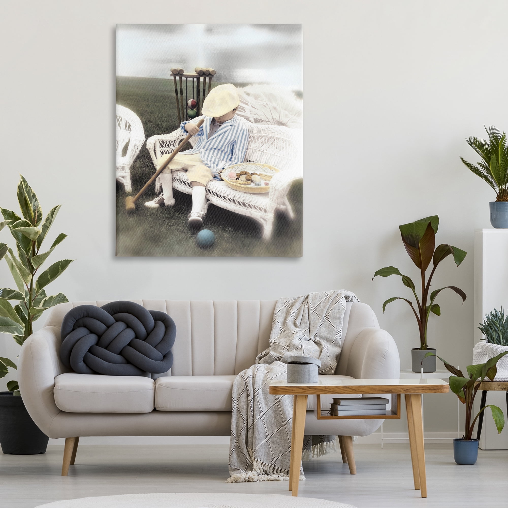 Stupell Industries Child with Croquet Mallet Canvas Wall Art, design by Kendra Dew